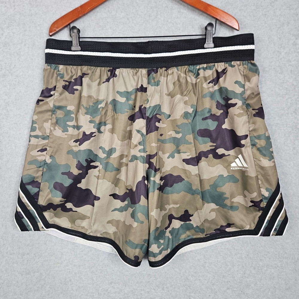 Adidas Men's Basketball Shorts Loose Fit Camo 7 Inch Inseam XL